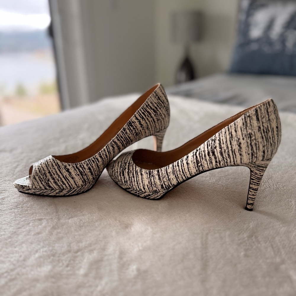 Enzo Angiolini Black and White Patterned Heels